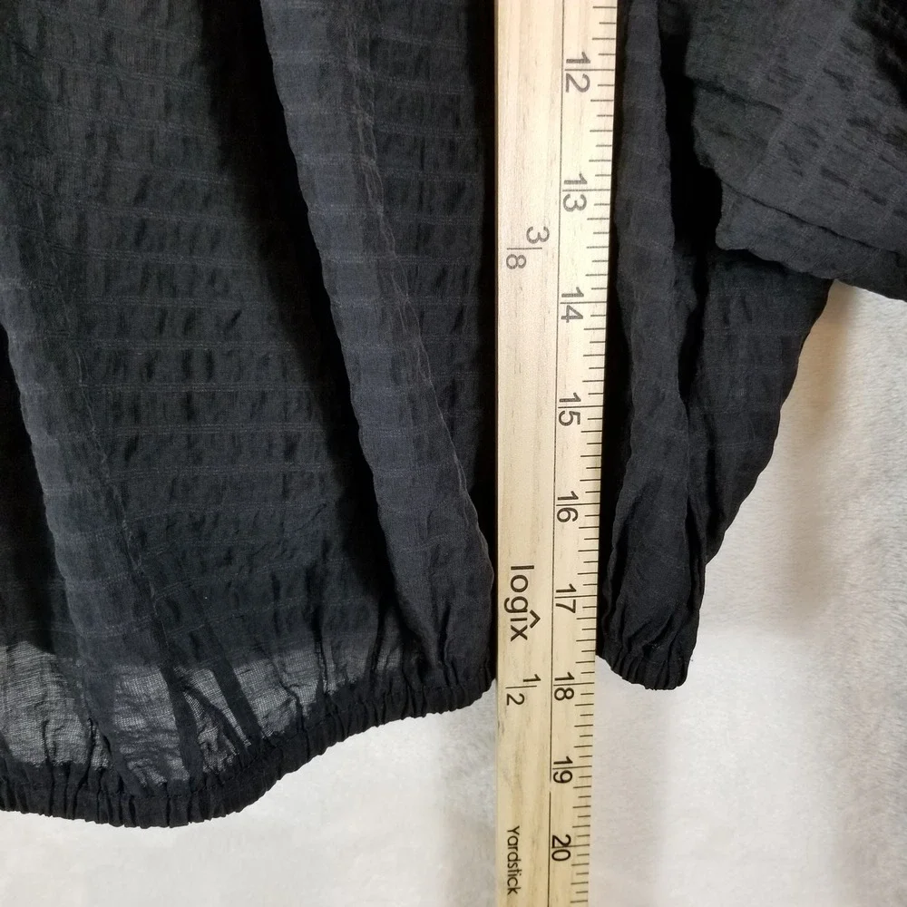 Free‎ People Black Textured Balloon Sleeve Crop Top Blouse XS Off Shoulder Wrap